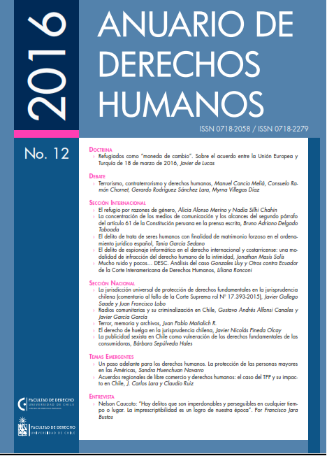 							Visualizar n. 12 (2016): Anuario de Derechos Humanos 2016
						